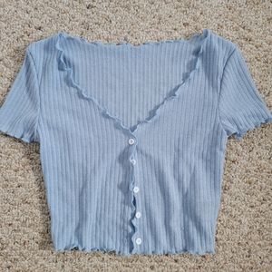 Light Blue Cropped Cardigan